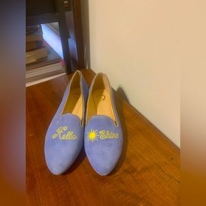 Wonder Hello SunShine baby blue suede loafers
